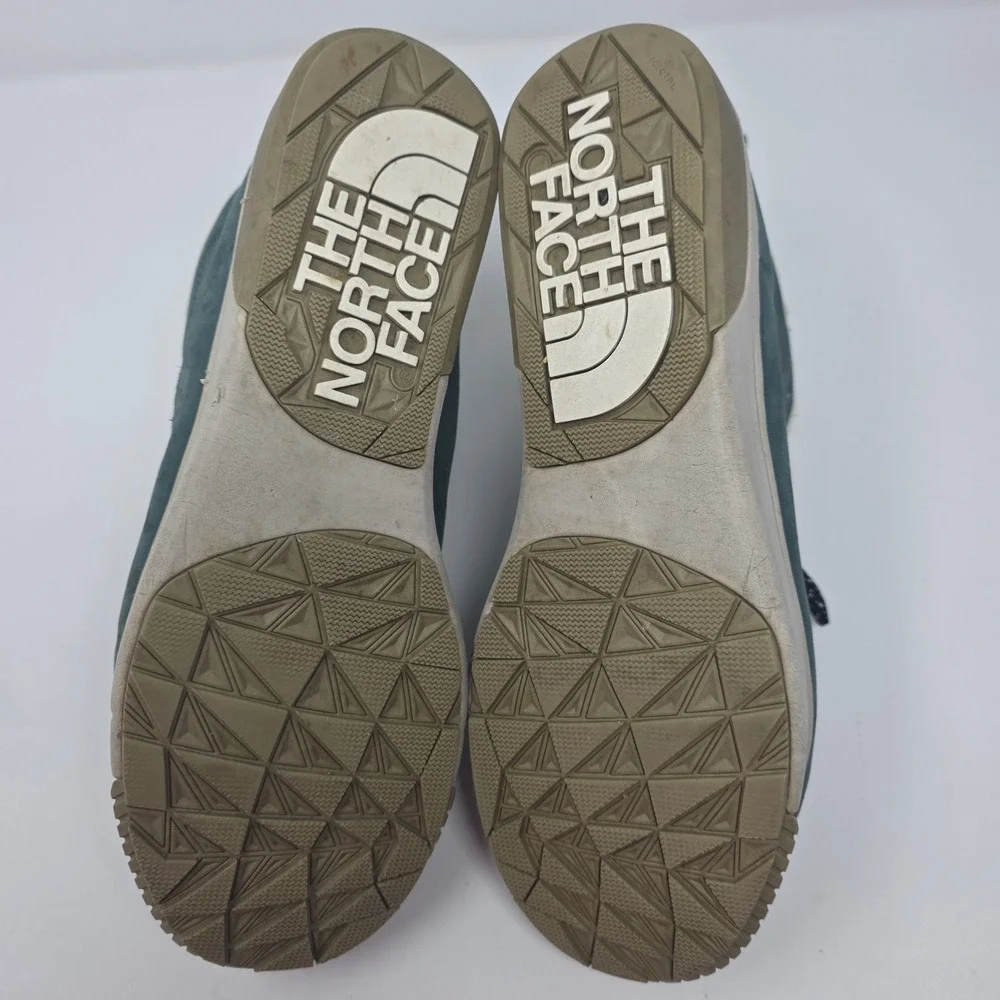 The North Face Ballard Lace Boots Womens 11 Green Waterproof Suede Faux Fur